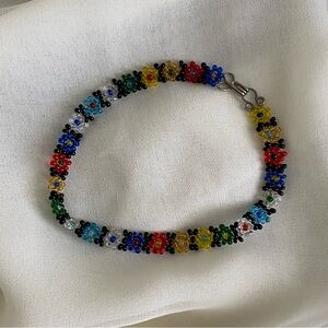 Y2K 90s Colorful Floral Beaded Bracelet – Handmade Bloom Pattern